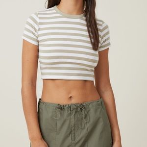 Cotton On Cropped green striped baby tee